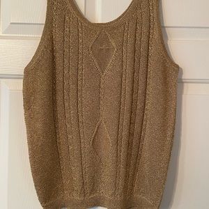 Womens Gold Shiny thread Tank Top size L